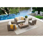 4 Piece Patio Conversation Sets with Cushions and Coffee Table