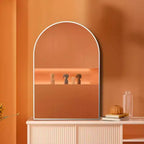 Silver Arched Bathroom Wall Mirror  Metal Frame