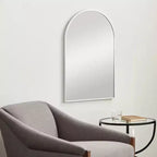 Silver Arched Bathroom Wall Mirror  Metal Frame