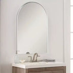 Silver Arched Bathroom Wall Mirror  Metal Frame