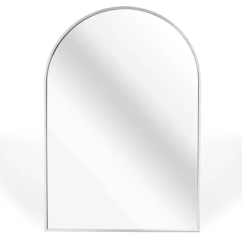 Silver Arched Bathroom Wall Mirror  Metal Frame