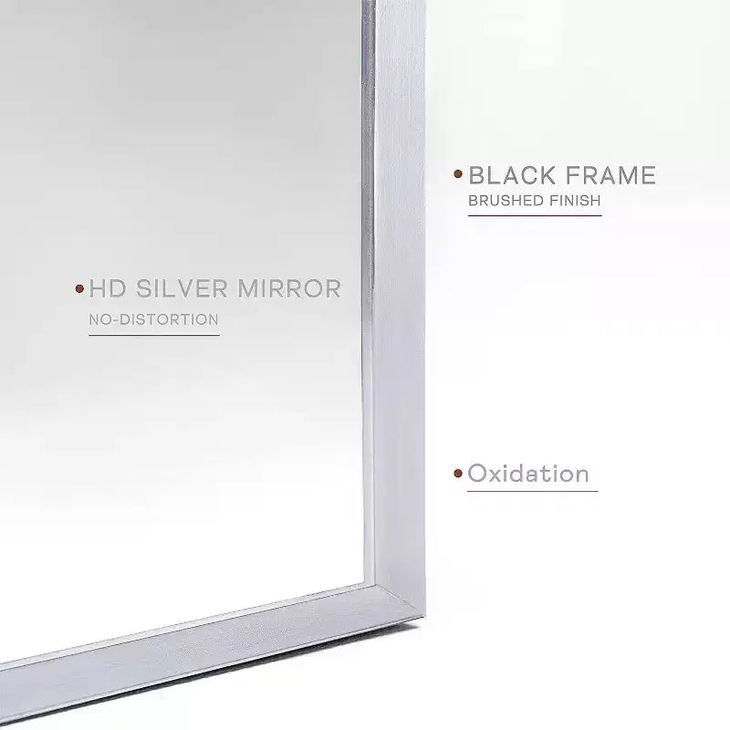 Silver Arched Bathroom Wall Mirror  Metal Frame