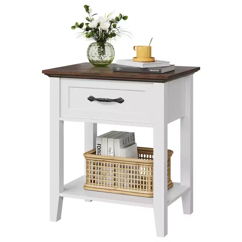 Table de chevet CuisinSmart, avec 1 tiroir et étagère de rangement ouverte, table d'appoint polyvalente pour chambre à coucher, bureau, canapé