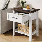 Table de chevet CuisinSmart, avec 1 tiroir et étagère de rangement ouverte, table d'appoint polyvalente pour chambre à coucher, bureau, canapé