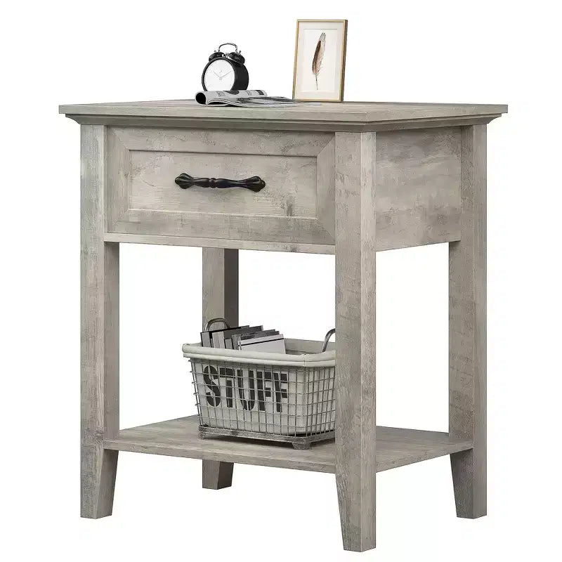 Table de chevet CuisinSmart, avec 1 tiroir et étagère de rangement ouverte, table d'appoint polyvalente pour chambre à coucher, bureau, canapé