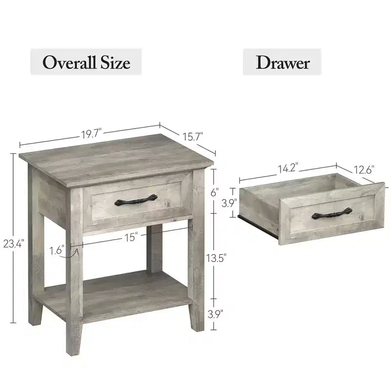 Table de chevet CuisinSmart, avec 1 tiroir et étagère de rangement ouverte, table d'appoint polyvalente pour chambre à coucher, bureau, canapé