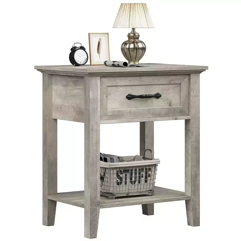 Table de chevet CuisinSmart, avec 1 tiroir et étagère de rangement ouverte, table d'appoint polyvalente pour chambre à coucher, bureau, canapé
