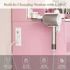 CuisinSmart Makeup Vanity Set, Makeup Desk with 3 Lighting Modes, Drawers & Storage Shelves, Storage Stool, Dressing Table for Bedroom