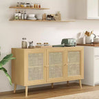 PexFix Sideboard Buffet Cabinet Kitchen Cabinet with 3 Rattan Doors and Adjustable Shelves