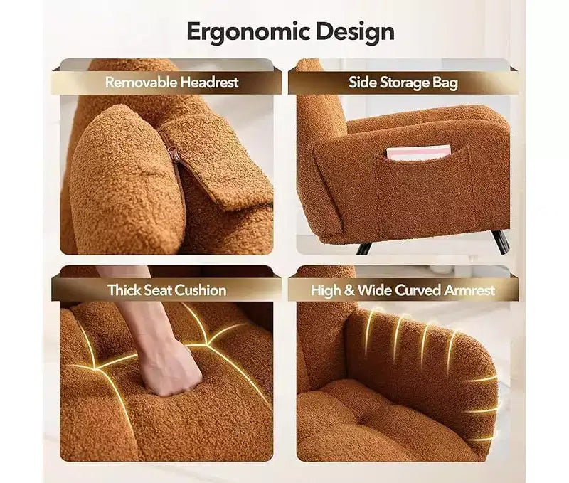 TROPOW Fauteuil à Bascule pour Enfant, Fauteuil à Bascule Rembourré avec Dossier Haut, Chaise Longue d'Appoint Moderne pour Salon, Chambre à Coucher