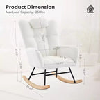 TROPOW Fauteuil à Bascule pour Enfant, Fauteuil à Bascule Rembourré avec Dossier Haut, Chaise Longue d'Appoint Moderne pour Salon, Chambre à Coucher