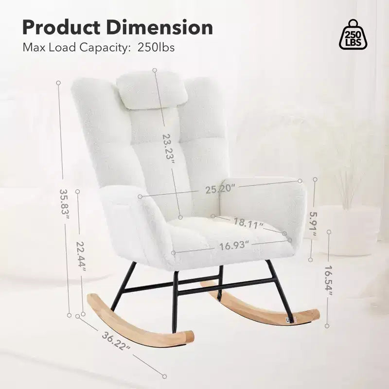 TROPOW Fauteuil à Bascule pour Enfant, Fauteuil à Bascule Rembourré avec Dossier Haut, Chaise Longue d'Appoint Moderne pour Salon, Chambre à Coucher