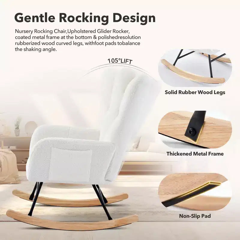 TROPOW Fauteuil à Bascule pour Enfant, Fauteuil à Bascule Rembourré avec Dossier Haut, Chaise Longue d'Appoint Moderne pour Salon, Chambre à Coucher