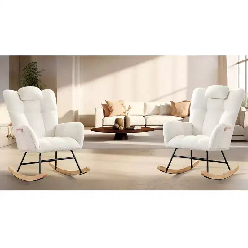 TROPOW Fauteuil à Bascule pour Enfant, Fauteuil à Bascule Rembourré avec Dossier Haut, Chaise Longue d'Appoint Moderne pour Salon, Chambre à Coucher