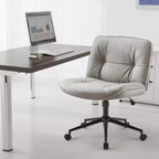 MAYEERTY Chair Modern Home Criss Cross Legged Armless Wide Seat with Wheels Swivel Height Adjustable Comfy Computer Task Seating Room