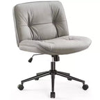 MAYEERTY Chair Modern Home Criss Cross Legged Armless Wide Seat with Wheels Swivel Height Adjustable Comfy Computer Task Seating Room
