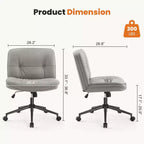 MAYEERTY Chair Modern Home Criss Cross Legged Armless Wide Seat with Wheels Swivel Height Adjustable Comfy Computer Task Seating Room