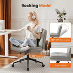 MAYEERTY Chair Modern Home Criss Cross Legged Armless Wide Seat with Wheels Swivel Height Adjustable Comfy Computer Task Seating Room