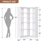 Étagère d'angle CuisinSmart style ferme, avec 5 niveaux, bibliothèque haute, étagère en forme de L, grande étagère de présentation