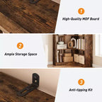 Étagère d'angle CuisinSmart style ferme, avec 5 niveaux, bibliothèque haute, étagère en forme de L, grande étagère de présentation