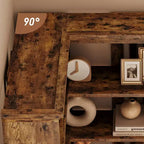 Étagère d'angle CuisinSmart style ferme, avec 5 niveaux, bibliothèque haute, étagère en forme de L, grande étagère de présentation