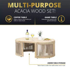 Kinger Home Nancy Ensemble de meubles de terrasse 3 pièces en bois d'acacia, ensemble de sectionnels de patio extérieur avec table basse
