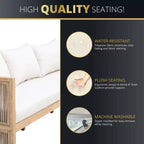 Kinger Home Nancy Ensemble de meubles de terrasse 3 pièces en bois d'acacia, ensemble de sectionnels de patio extérieur avec table basse