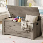 39,4 Pouces Coffre de Rangement, Banc de Rangement en Bois avec Charnière de Sécurité, Montage Facile, Grande Malle à Jouets de Style Ferme pour Entrée, Salon, Chambre