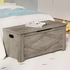 39,4 Pouces Coffre de Rangement, Banc de Rangement en Bois avec Charnière de Sécurité, Montage Facile, Grande Malle à Jouets de Style Ferme pour Entrée, Salon, Chambre