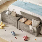 39,4 Pouces Coffre de Rangement, Banc de Rangement en Bois avec Charnière de Sécurité, Montage Facile, Grande Malle à Jouets de Style Ferme pour Entrée, Salon, Chambre