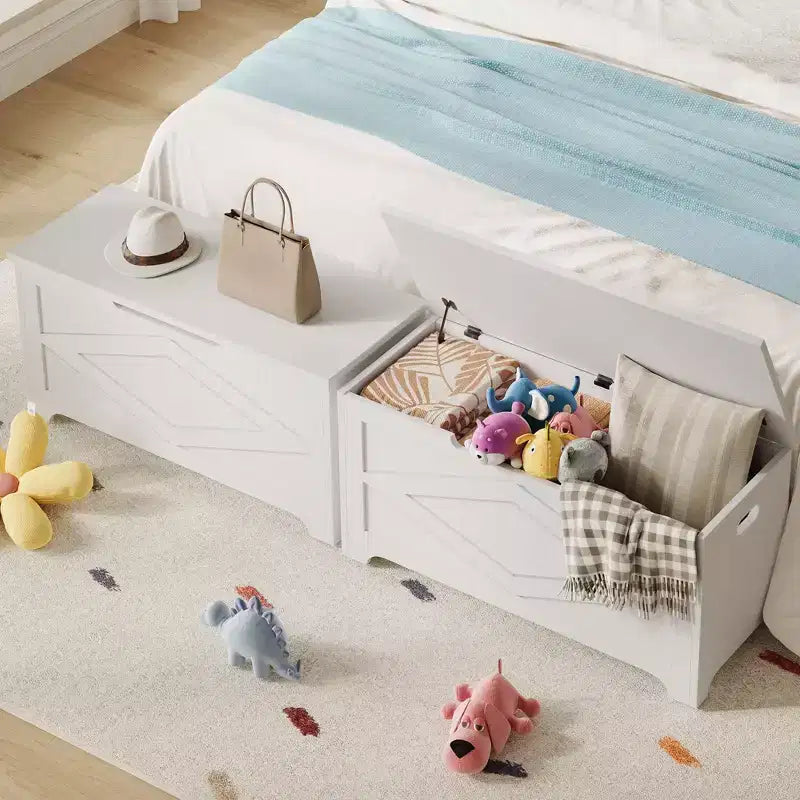 39,4 Pouces Coffre de Rangement, Banc de Rangement en Bois avec Charnière de Sécurité, Montage Facile, Grande Malle à Jouets de Style Ferme pour Entrée, Salon, Chambre
