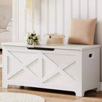 39,4 Pouces Coffre de Rangement, Banc de Rangement en Bois avec Charnière de Sécurité, Montage Facile, Grande Malle à Jouets de Style Ferme pour Entrée, Salon, Chambre