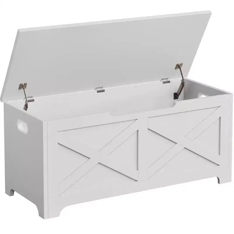 39.4 Storage Chest, Wooden Storage Bench with Safety Hinge, Easy Assembly, Farmhouse Style Large Toy Chest for Entryway, Living Room, Bedroom