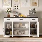 Buffet de rangement de 140 cm, avec 3 tiroirs et 4 portes, Buffet, Meuble de bar de style rustique