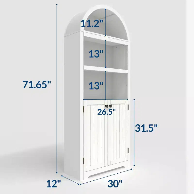 72 Tall Arched Pantry Cabinet, Kitchen Pantry Cabinet with Adjustable Shelf & Handles, Wood Storage Cabinet for Dining Room, Kitchen, Living Room