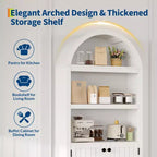 72 Tall Arched Pantry Cabinet, Kitchen Pantry Cabinet with Adjustable Shelf & Handles, Wood Storage Cabinet for Dining Room, Kitchen, Living Room