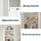 72 Tall Arched Pantry Cabinet, Kitchen Pantry Cabinet with Adjustable Shelf & Handles, Wood Storage Cabinet for Dining Room, Kitchen, Living Room