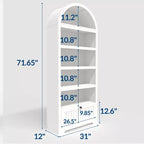 72 Tall Arched Pantry Cabinet, Kitchen Pantry Cabinet with Adjustable Shelf & Handles, Wood Storage Cabinet for Dining Room, Kitchen, Living Room