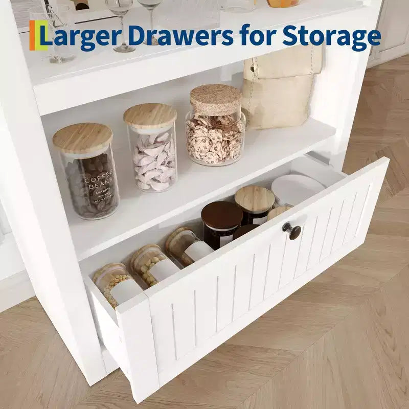 72 Tall Arched Pantry Cabinet, Kitchen Pantry Cabinet with Adjustable Shelf & Handles, Wood Storage Cabinet for Dining Room, Kitchen, Living Room