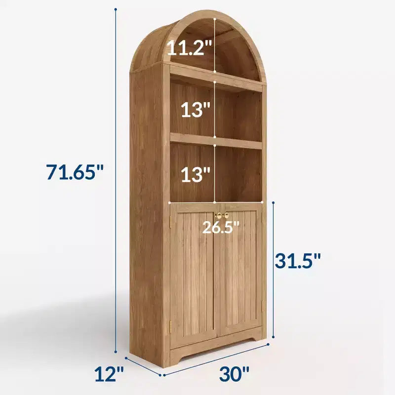 72 Tall Arched Pantry Cabinet, Kitchen Pantry Cabinet with Adjustable Shelf & Handles, Wood Storage Cabinet for Dining Room, Kitchen, Living Room