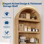 72 Tall Arched Pantry Cabinet, Kitchen Pantry Cabinet with Adjustable Shelf & Handles, Wood Storage Cabinet for Dining Room, Kitchen, Living Room