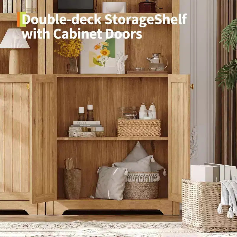 72 Tall Arched Pantry Cabinet, Kitchen Pantry Cabinet with Adjustable Shelf & Handles, Wood Storage Cabinet for Dining Room, Kitchen, Living Room