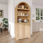 72 Tall Arched Pantry Cabinet, Kitchen Pantry Cabinet with Adjustable Shelf & Handles, Wood Storage Cabinet for Dining Room, Kitchen, Living Room