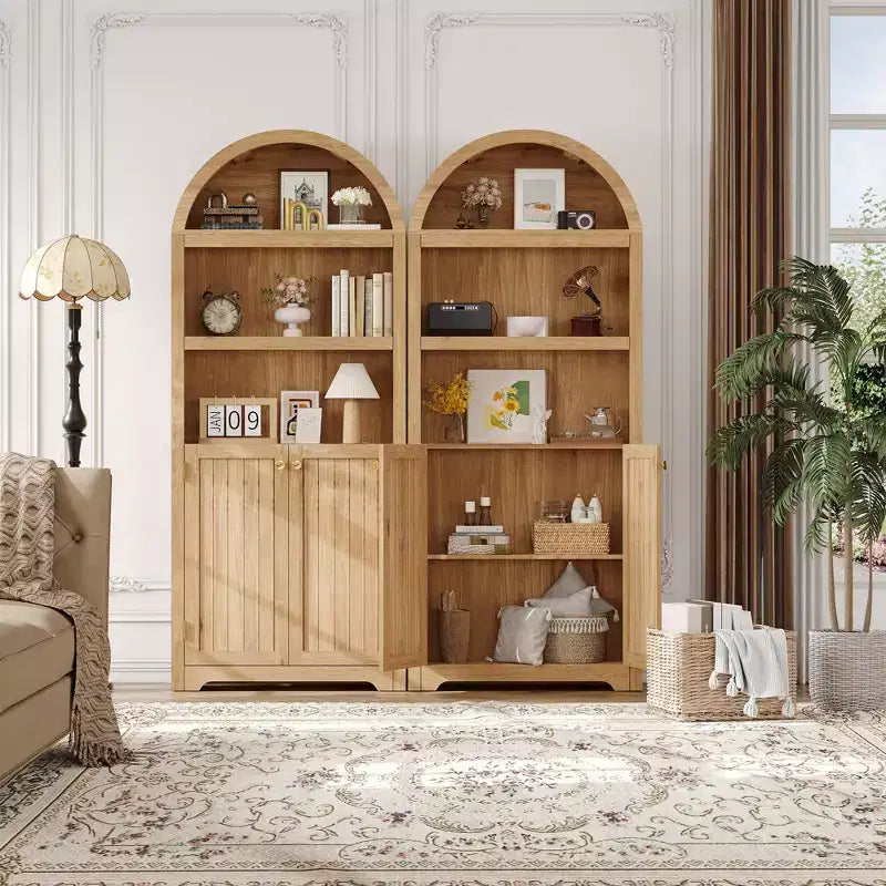 72 Tall Arched Pantry Cabinet, Kitchen Pantry Cabinet with Adjustable Shelf & Handles, Wood Storage Cabinet for Dining Room, Kitchen, Living Room