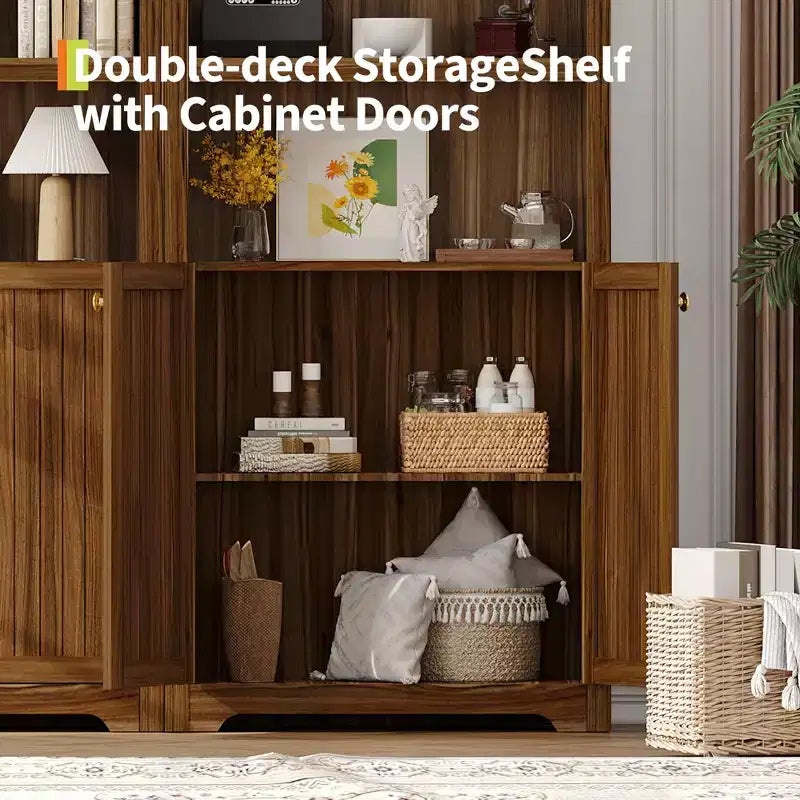 72 Tall Arched Pantry Cabinet, Kitchen Pantry Cabinet with Adjustable Shelf & Handles, Wood Storage Cabinet for Dining Room, Kitchen, Living Room