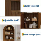 72 Tall Arched Pantry Cabinet, Kitchen Pantry Cabinet with Adjustable Shelf & Handles, Wood Storage Cabinet for Dining Room, Kitchen, Living Room
