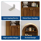 72 Tall Arched Pantry Cabinet, Kitchen Pantry Cabinet with Adjustable Shelf & Handles, Wood Storage Cabinet for Dining Room, Kitchen, Living Room