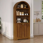72 Tall Arched Pantry Cabinet, Kitchen Pantry Cabinet with Adjustable Shelf & Handles, Wood Storage Cabinet for Dining Room, Kitchen, Living Room