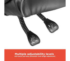 Chaise de jeu RadioShack noire et grise, chaise ergonomique de style course avec hauteur réglable, repose-pieds, soutien lombaire et rembourrage confortable