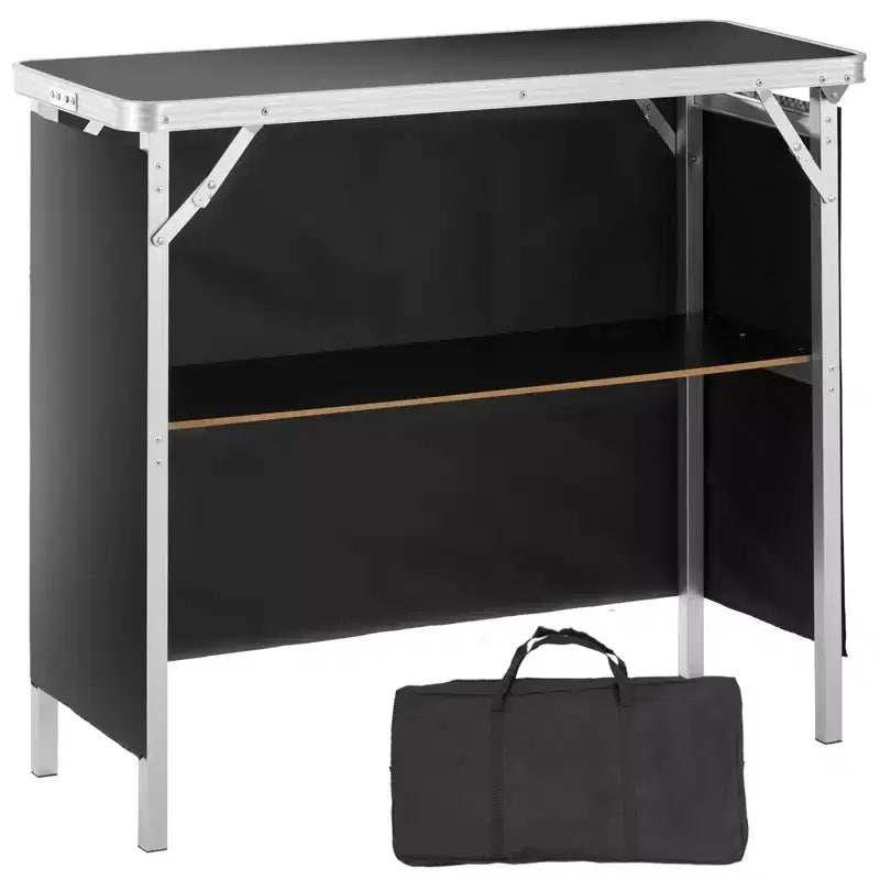 VEVOR Folding Portable Bar Table, Tradeshow Podium Table for Indoor, Outdoor, Party, Picnic, Exhibition, Includes Carrying Case, Black